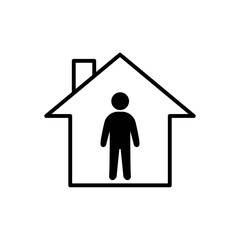 Stay home simple abstract black line icon. Covid-19 concept. Trendy flat isolated symbol sign can be used for: illustration, outline, logo, mobile, app, design, web, dev, ui, ux, gui. Vector EPS 10