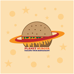 planet burger design logo restaurant