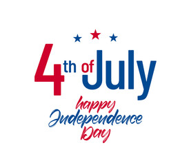 Typographic lettering of 4th of July on white background. Happy Independence Day.