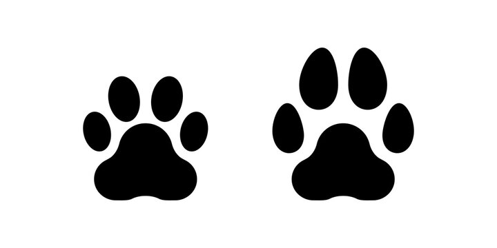 Animal paw print icon symbol set