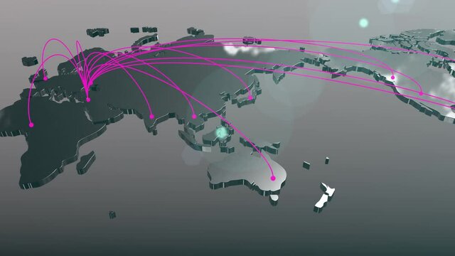 Israel to the world spread connection map animation