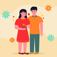 Hand drawn happiness romantic couples illustration vector design