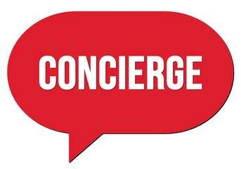 CONCIERGE text written in a red speech bubble