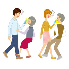 ながらスマホをして衝突する男女