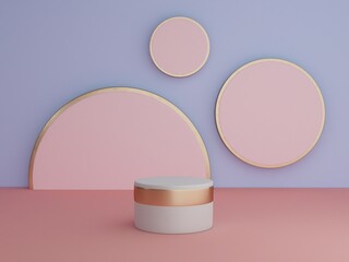 Scene with podium for mock up presentation in minimalism style with copy space, 3d render abstract background