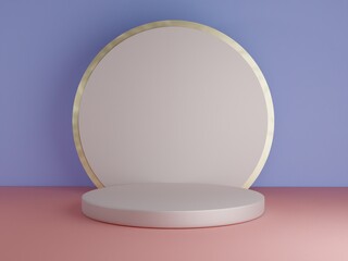Scene with podium for mock up presentation in minimalism style with copy space, 3d render abstract background