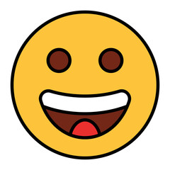 Fototapeta premium Filled color outline style emoji smile.