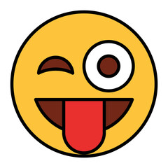 Filled color outline style emoji cheeky.