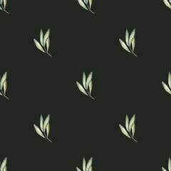 Fototapeta na wymiar Pattern of small twigs of an olive tree on a dark background