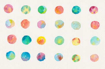 Texture multi-colour watercolour icon, Polka Dots,  inkblot collection.
