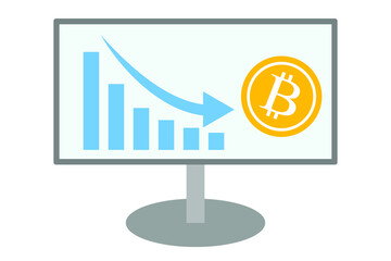 ビットコインの下落　ベクターイラスト