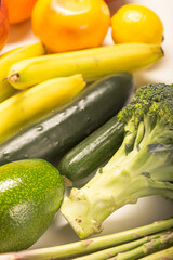 Healthy food clean eating on white background with copy space