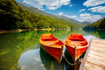 Awesome summer view on Biograd lake. Location place National Park Biogradska Gora, Montenegro,...