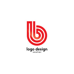 Line Art B Symbol Logo Template Vector