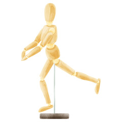 デッサン用モデル人形の手描き水彩風イラスト
