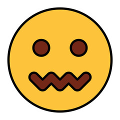 Fototapeta premium Filled color outline style emoji nervous.