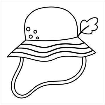 black and white sun hat with leaf clip art preview