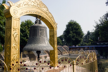 The Sacred giant prayer bell at Bodhi Tree complex at Sarnath, where Buddha gained Enlightenment...