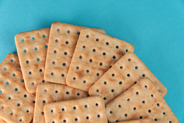 Salt crackers on the blue background