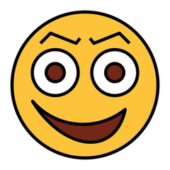Filled color outline style emoji non serious.