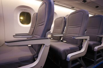 Leather interior of the plane without passengers