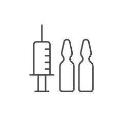 Obraz na płótnie Canvas Syringe and ampoules line outline icon
