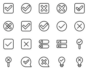 Simple set of right wrong icons vector on white background.
