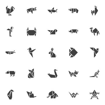 Origami animals vector icons set