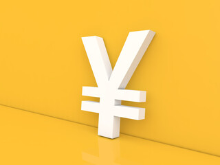 Japanese currency sign on a yellow background. 3d render illustration.