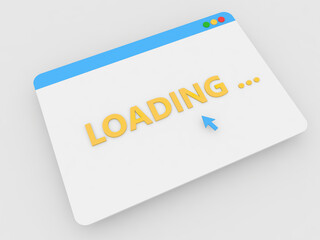 Internet browser with downloads on a white background. 3d render illustration.