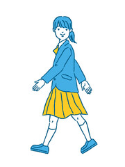 正面を向いて歩く女子学生