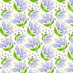 seamless pattern of lilac forget-me-nots. 
vector illustration. suitable for wrapping paper, wallpaper, decoration.
