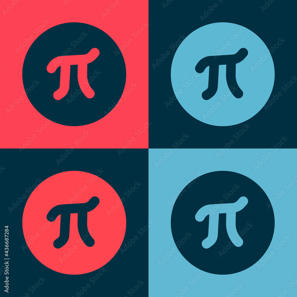 Poster pop art pi symbol icon isolated on color background. vector