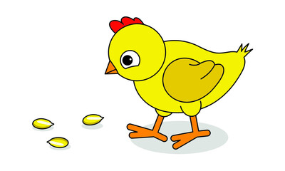 cute yellow chicken, vector illustration 