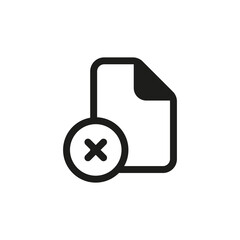 Delete file icon. Remove document sign. Cancel file. Usage for web and mobile UI design.