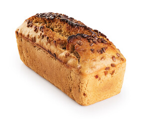 Freshly baked homemade sour dough bread isolated on white background.
