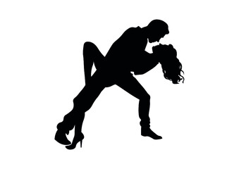 Couple dancing silhouette vector illustration isolated on white background
