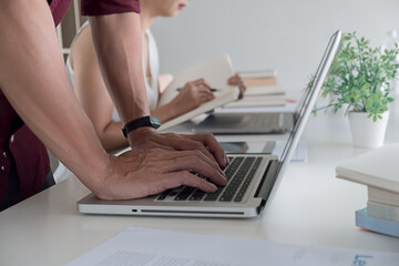 Education concept. Students studying and brainstorming campus concept.