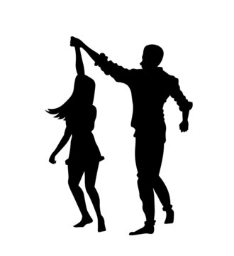 Couple dancing silhouette vector illustration isolated on white background