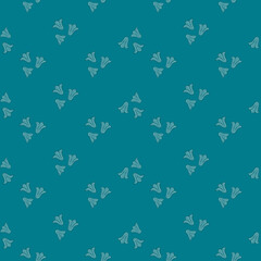 Little bellflower silgouettes ornament seamless pattern in abstract style. Turquoise colored artwork.