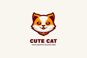 Cute Cat Cartoon Mascot Logo Template