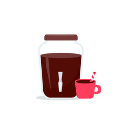 Hot cocoa glass beverage dispenser icon. Clipart image isolated on white background