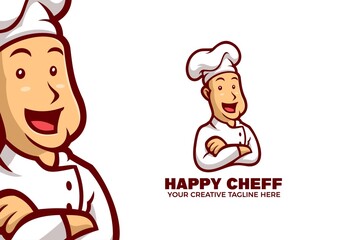 Chef Cooking Cartoon Mascot Logo Template