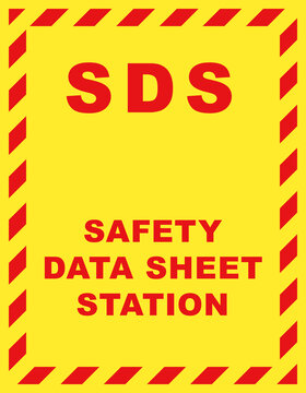 SDS Safety Data Sheet Station Wall Sign. Clipart image isolated on white background
