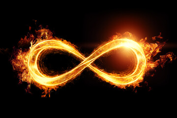 Infinity fire sign isolated on black background