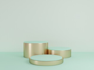 Scene with podium for mock up presentation in minimalism style with copy space, 3d render abstract background