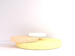 Scene with podium for mock up presentation in minimalism style with copy space, 3d render abstract background
