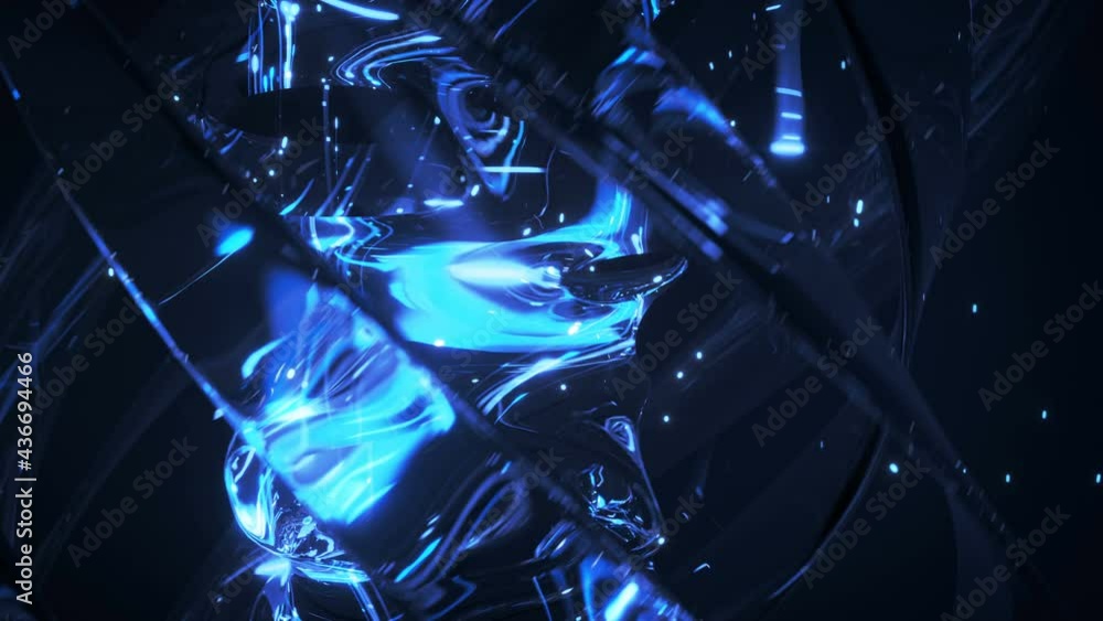 Poster blue futuristic energy fusion. 3d render seamless loop animation