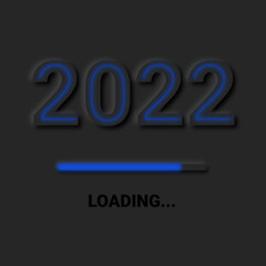 Loading new year 2022 in neumorphism style. Vector illustration. 