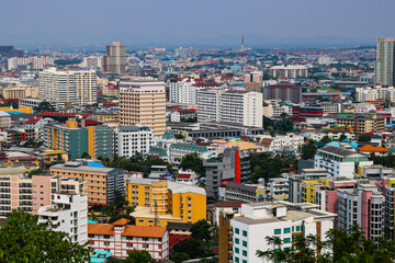Fototapeta na wymiar the colours of Pattaya city from viewpoint